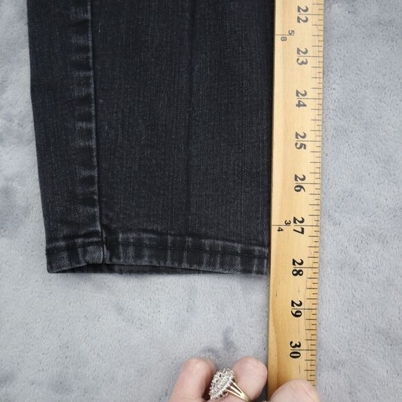 Wax Jeans Pants Womens 16 Black Distresssed High Rise Straight Cut Bottoms - Picture 9 of 16